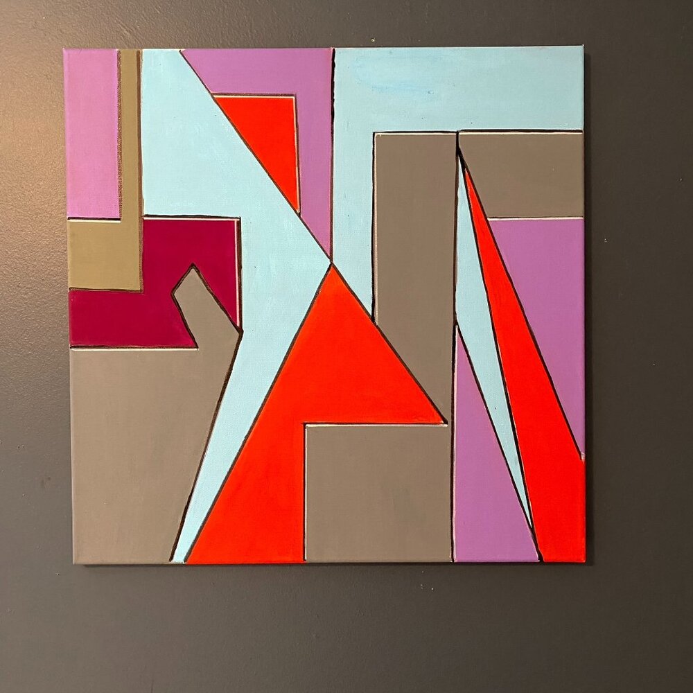 Abstract Painting Acrylic Gouache Canvas Original Artwork Geometric Pattern